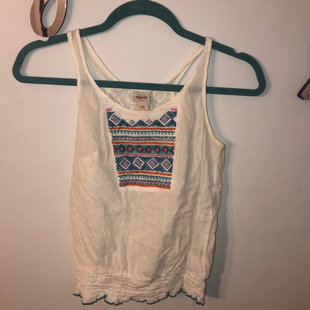White tank top with Aztec design